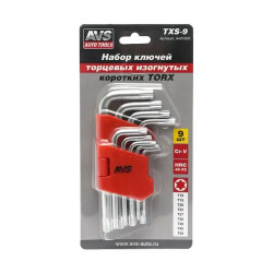 Набор ключей TORX (звезды) 9 пред. (короткие Г-образные) AVS